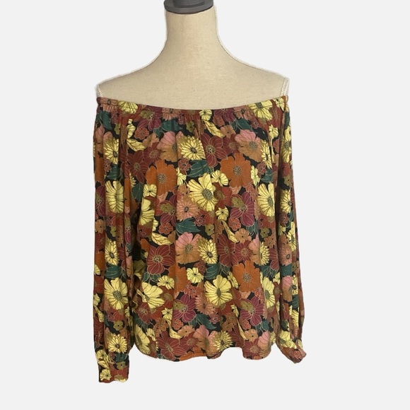 Nation LTD Los Angeles Floral Top Size Medium Popover Peasant Long Sleeve Boho - Picture 8 of 9